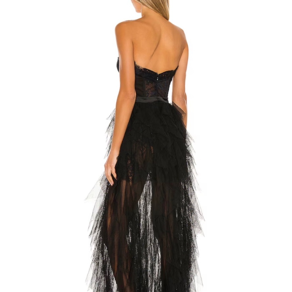 Elegant Black Lace High-Low Dress